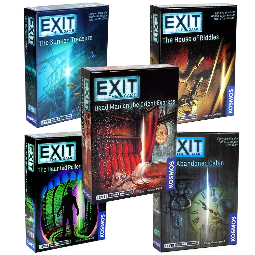 Exit Game The Abandoned Cabin The Haunted Roller Coaster Dead Man on The Orient Express The House of Riddles Card Board Game