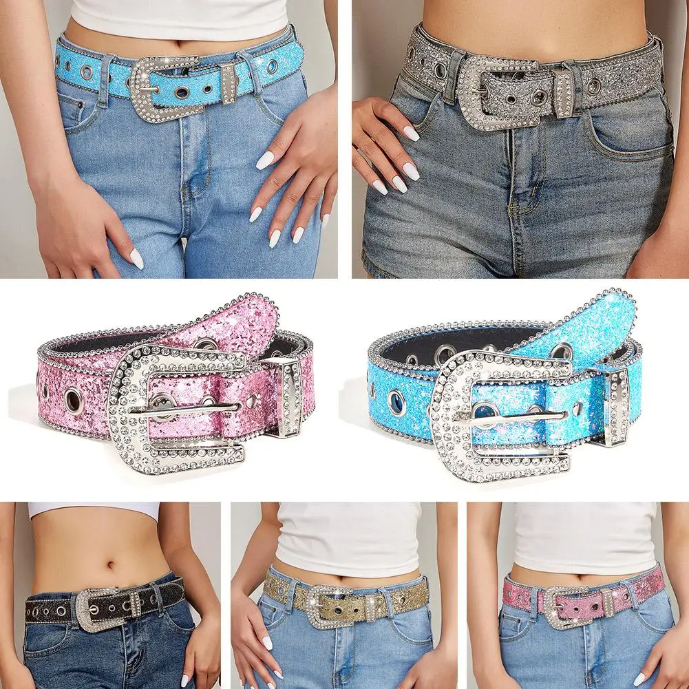 Damen-Strassgürtel, glänzende Pailletten, Jeans-Bund, europäische und amerikanische Modedekoration, vielseitige, glamouröse Taillenkette