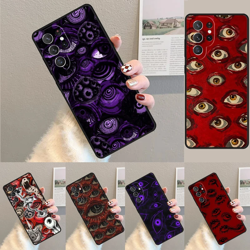 Scary Face Eyes phone case Cover For Samsung Galaxy S24 Ultra S21 S22 Ultra S8 S9 S10E Note 10 Plus Note 20 FE S23