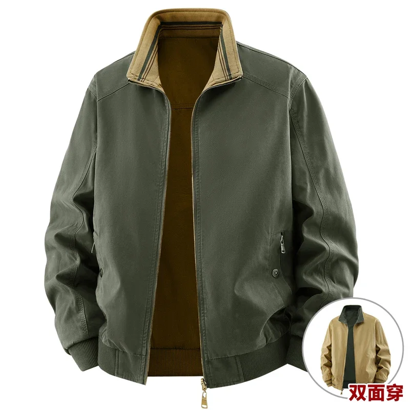 High Quality Reversible Jacket Men 100% Cotton Pilot Flight Coat Men's Spring Winter streetwear Cargo Bomber Jacket Men Clothing