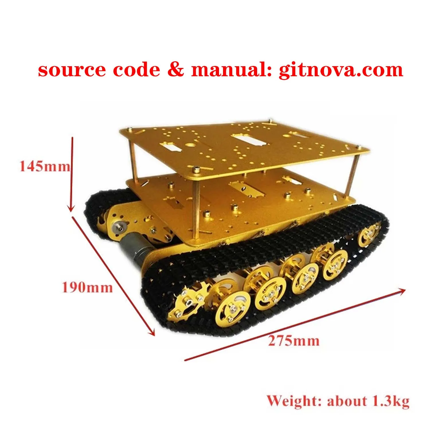 Inteligentny metalowy czołg RC z amortyzacją Gąsienicowy pojazd gąsienicowy Rama podwozia Platforma łożysk gąsienicowych, serwa, sterowanie