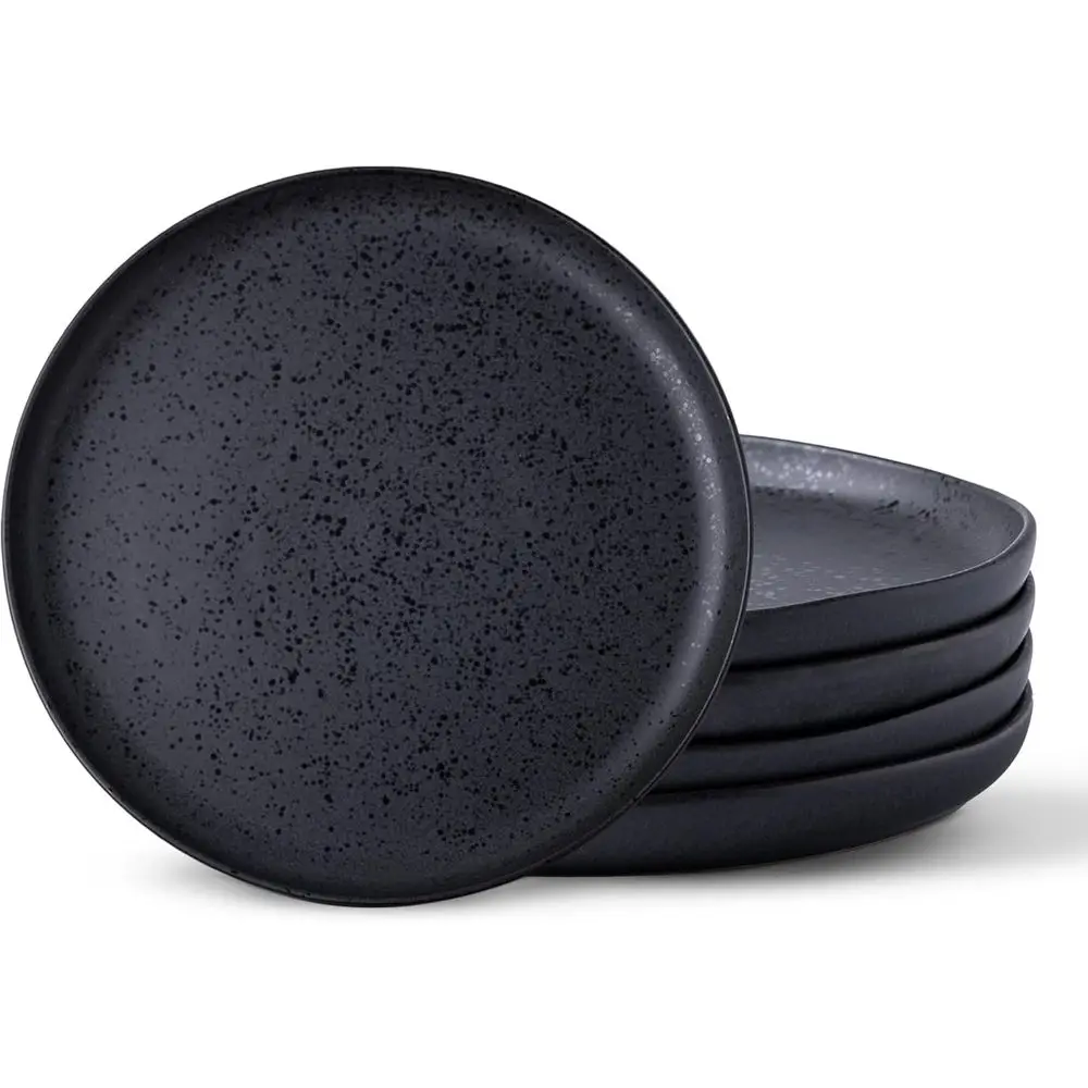 

Ceramic Dinner Salad Plates Set of 6, Wavy Rim 8.5 Inch Dish Set, The Dessert,Salad, Appetizer, Small Dinner etc Plate,Microwave