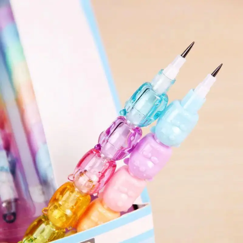 2pcs/Set Cute Bear Non Sharpening Mechanical Pencil Student Writing Pen School Office Supplies Pencil Stationery Gifts