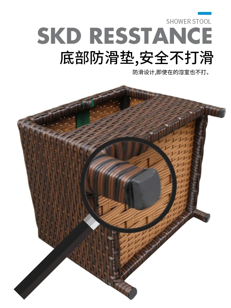 Outside the gate, outdoor balcony, rattan storage stool can sit, adult small stool, household chair device, shoe change