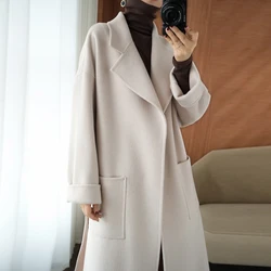 2025 Women's 100% Cashmere Thick Double sided Long Jacket Classic Multi functional Fashion Suitable for Business