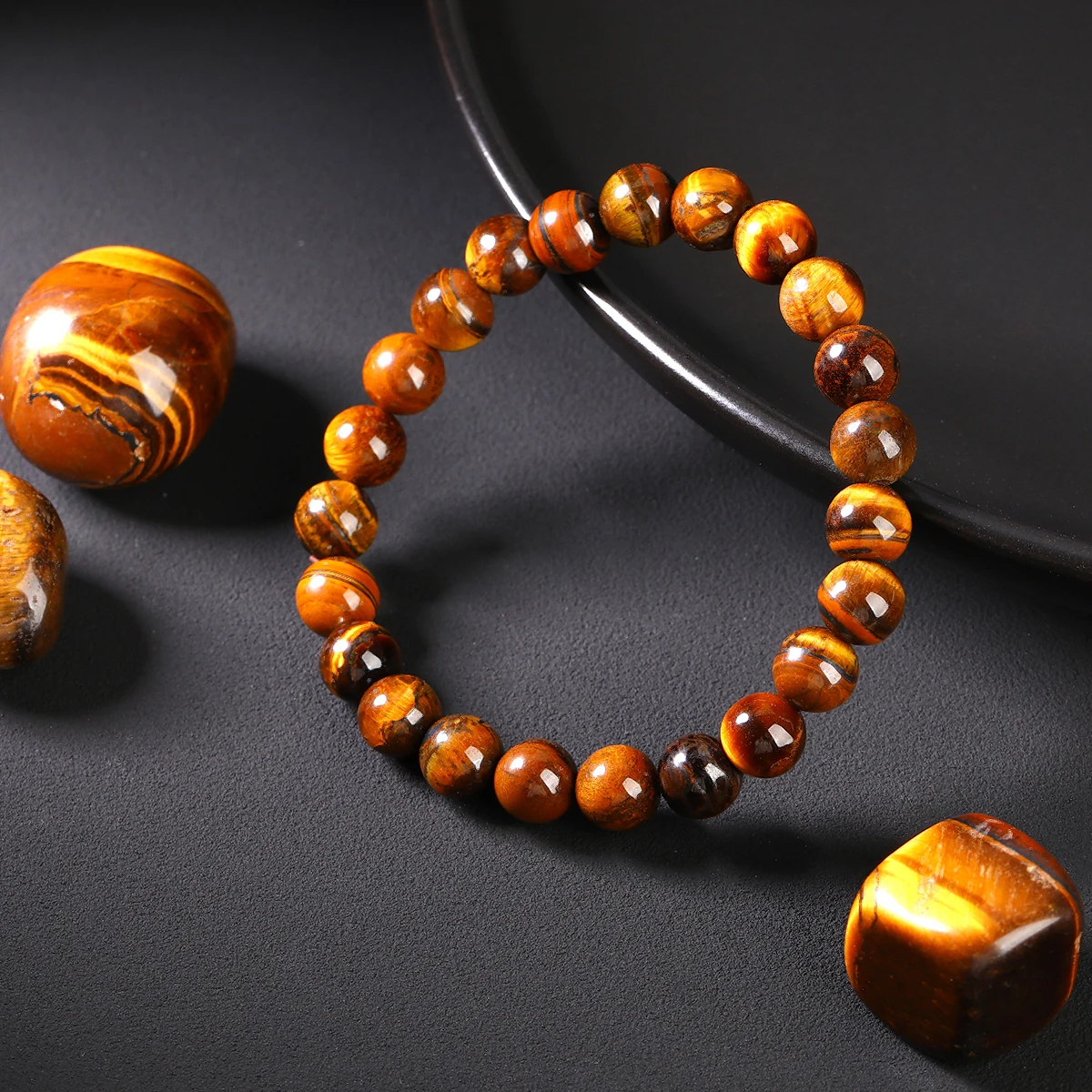 6 8 10mm Natural Yellow Tiger Eyes Stone Beaded Bracelet Women Men Simple Yoga Meditation Bracelet Reiki Healing Jewelry Gift