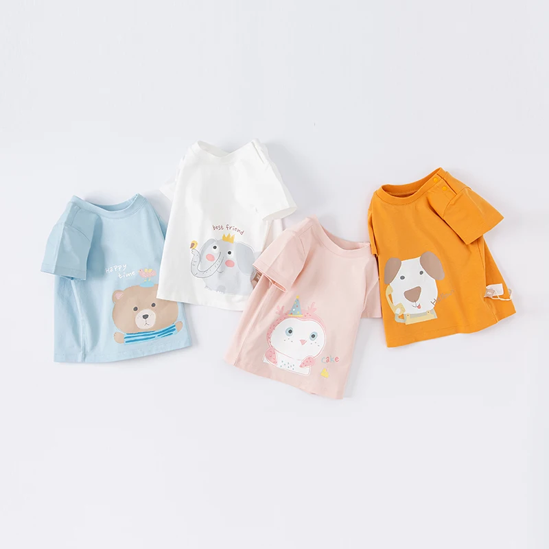 DB2221435 Dave Bella Summer Kids Fashion Tops Tees Cute Printed Baby Children Short Sleeve T-Shirts For Boys Girls