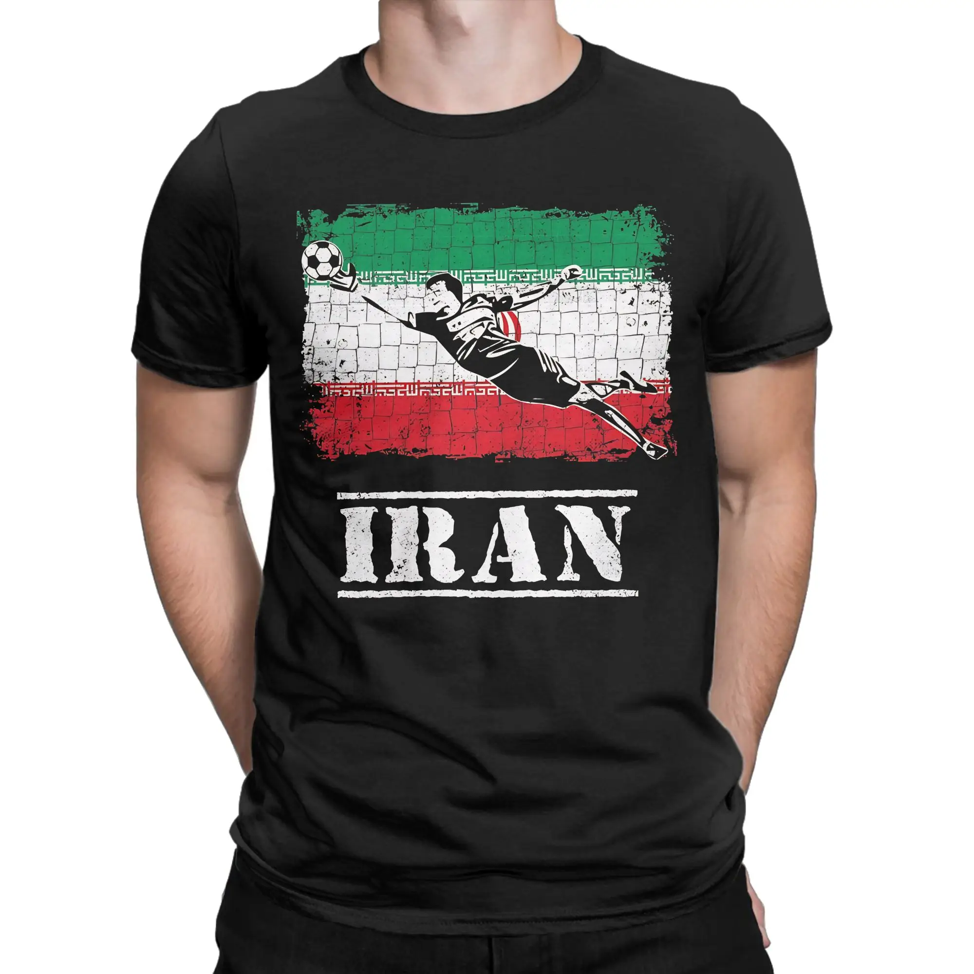Iran Soccer Goalie Goal Keeper Men T Shirts  Fun Tee Shirt Short Sleeve Crewneck T-Shirt Cotton Gift Idea Clothing