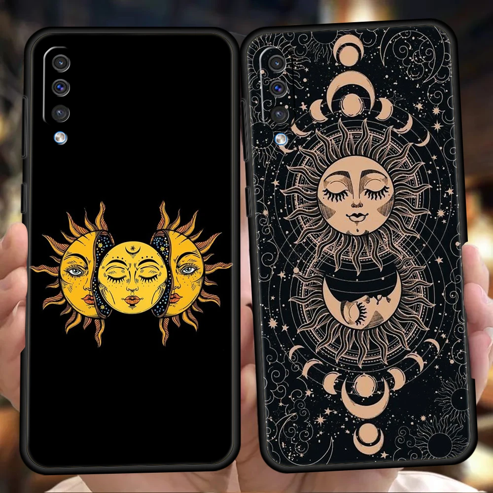 Funny Sun Moon Face Phone Case for Samsung Galaxy A24 A13 A53 A73 A33 A22 A12 5G A02 A03 A70 A50 A10 A20 A30 Silicon Cover Shell