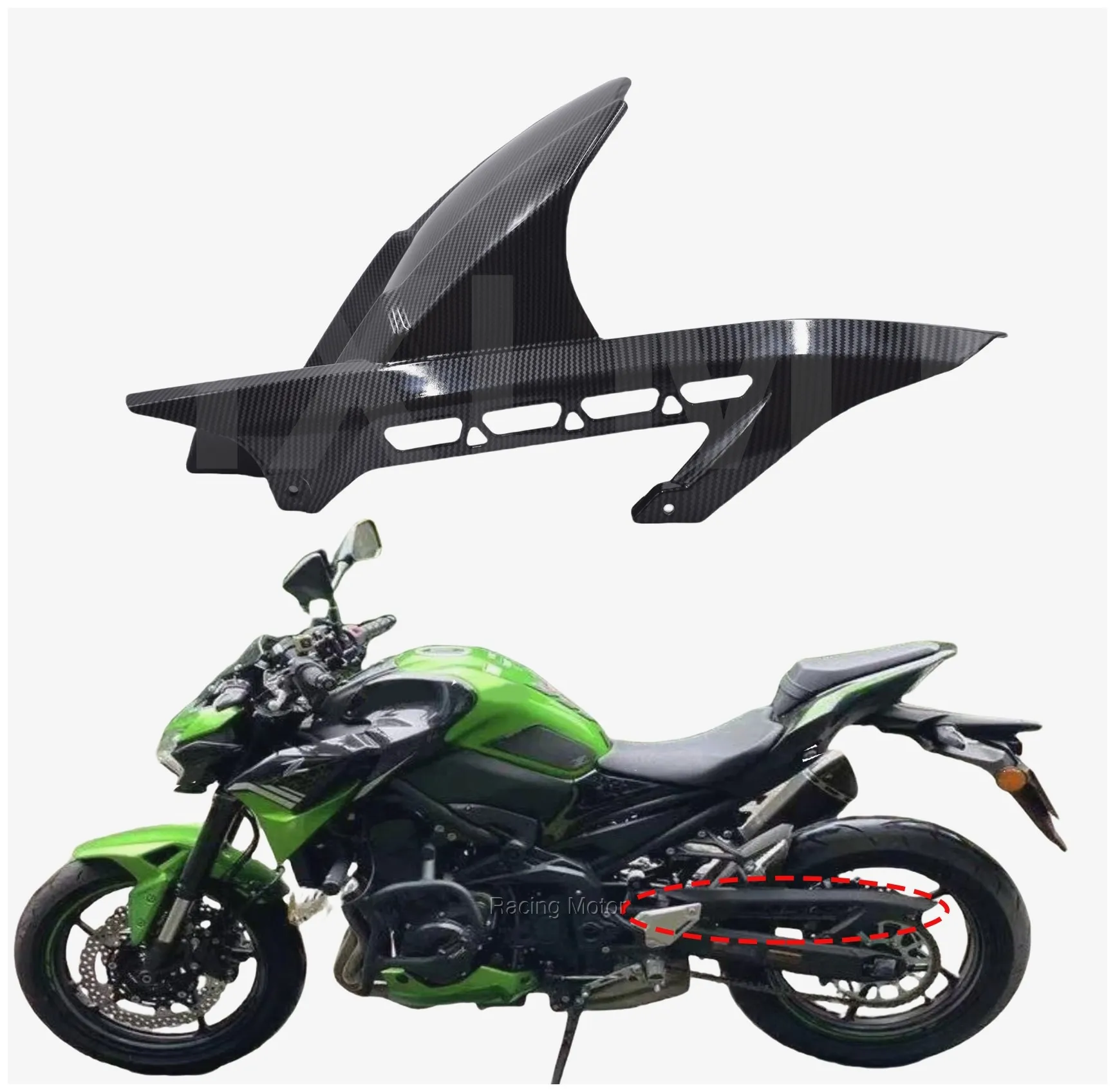 Motorcycle Fairing Body Kit - Motorcycle Rear Fender Chain Guard Hugger Mudguard Carbon Fiber Look Accessories For Kawasaki Z900