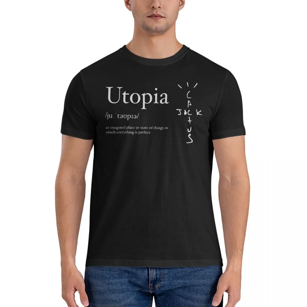 Men's Utopia Sticker T Shirts Travis Scott 100% Cotton Clothes Vintage Short Sleeve Round Collar Tee Shirt 4XL 5XL T-Shirts