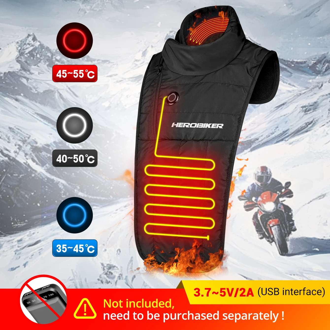 Heated Scarf Winter Windproof USB Electric Heating Neck Outdoor Moto Riding Self Heating Scarf