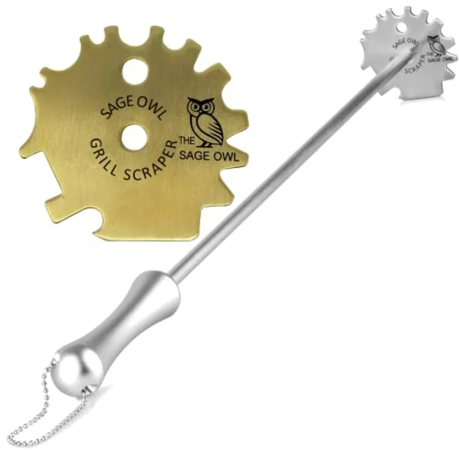 

Sa Owl без ворса, скребок для гриля Q из нержавеющей стали с 17,5 дюйма и него Комо - Рассо Очиститель гриля для уличных фарфоровых решеток Карбоновый уголь