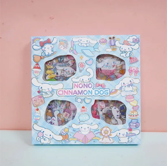 Hello Kitty Sanrio Non-Repeating 100-Piece Sticker Set Cinnamoroll Kuromi Waterproof Stationery Sticker Gift Box Birthday Gift