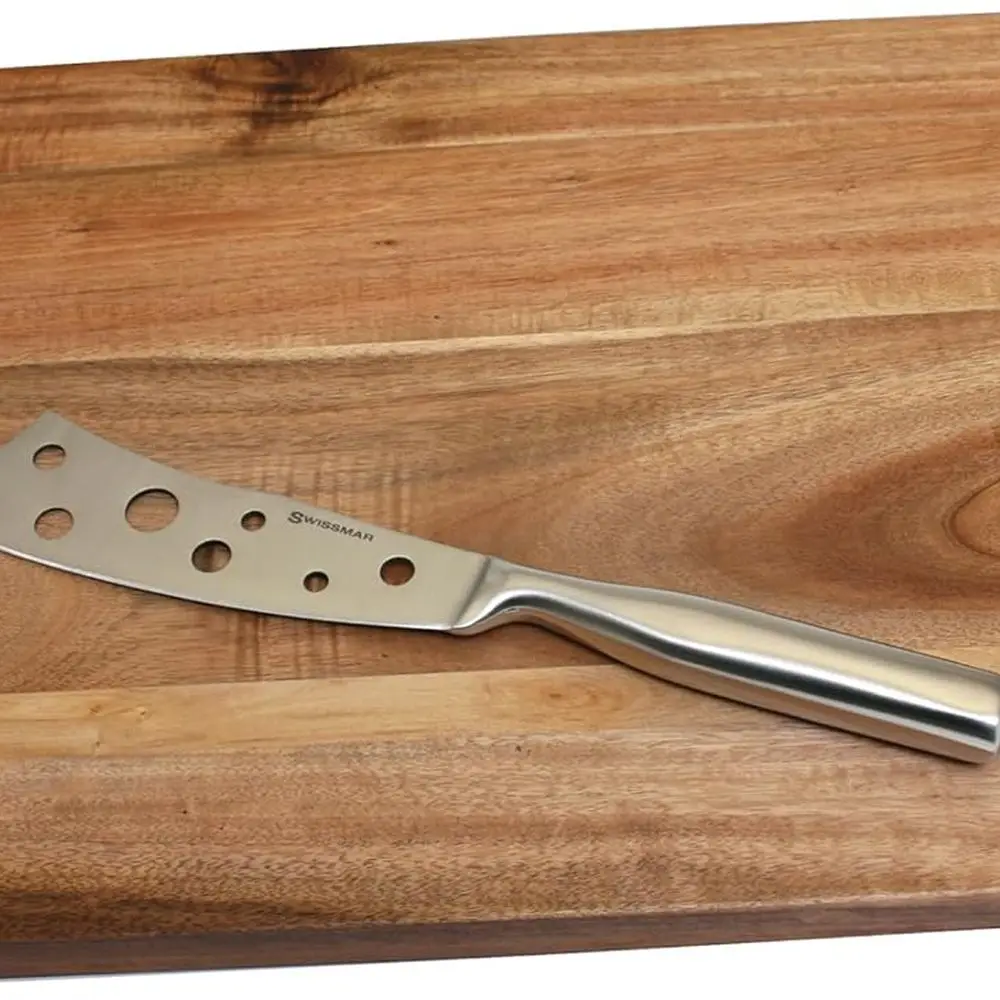 

Acacia Wood Cheese Serving and Cutting Board with Stainless Knife - Non-Slip, Water-Resistant, 15x10