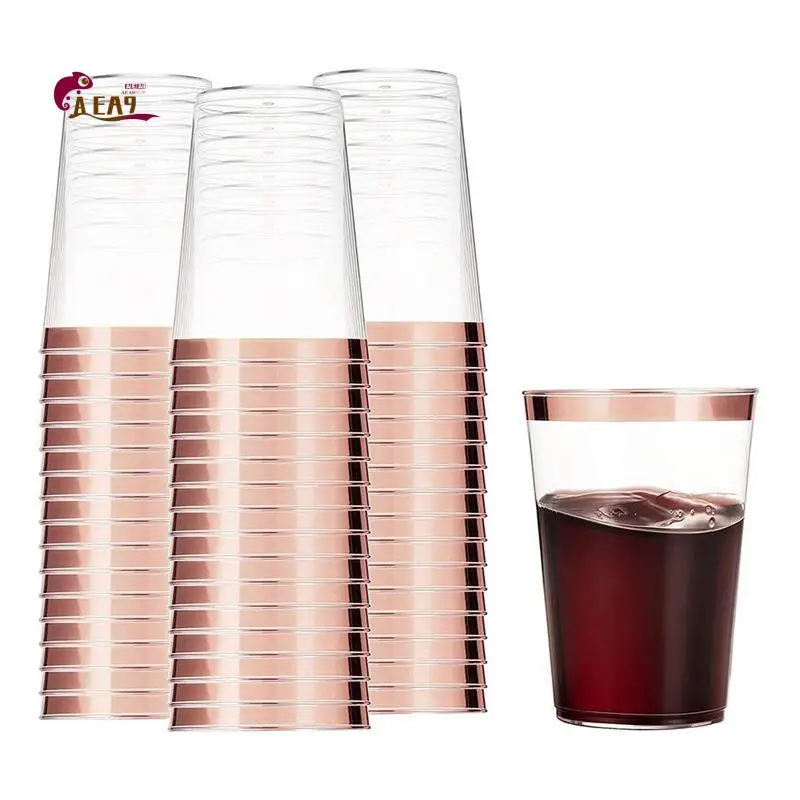 AEA9-50Pieec Plastic Tumblers Reusable Drink Cups Party Wine Glasses For Champagne Beer Cocktail Martini