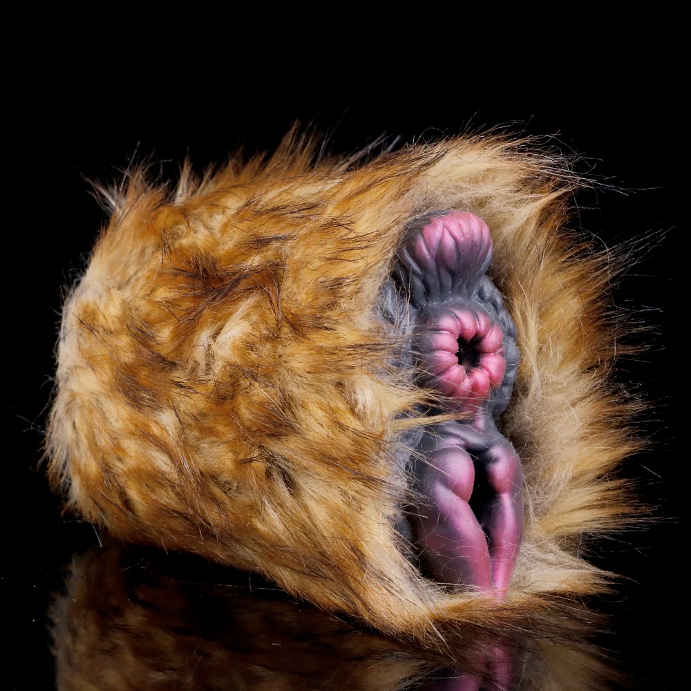GEEBA Ship from U.S. Warehouse Dual Channel Male Masturbator With Fur Silicone Pocket Pussy Stroker Fantasy Plush Sex Toys