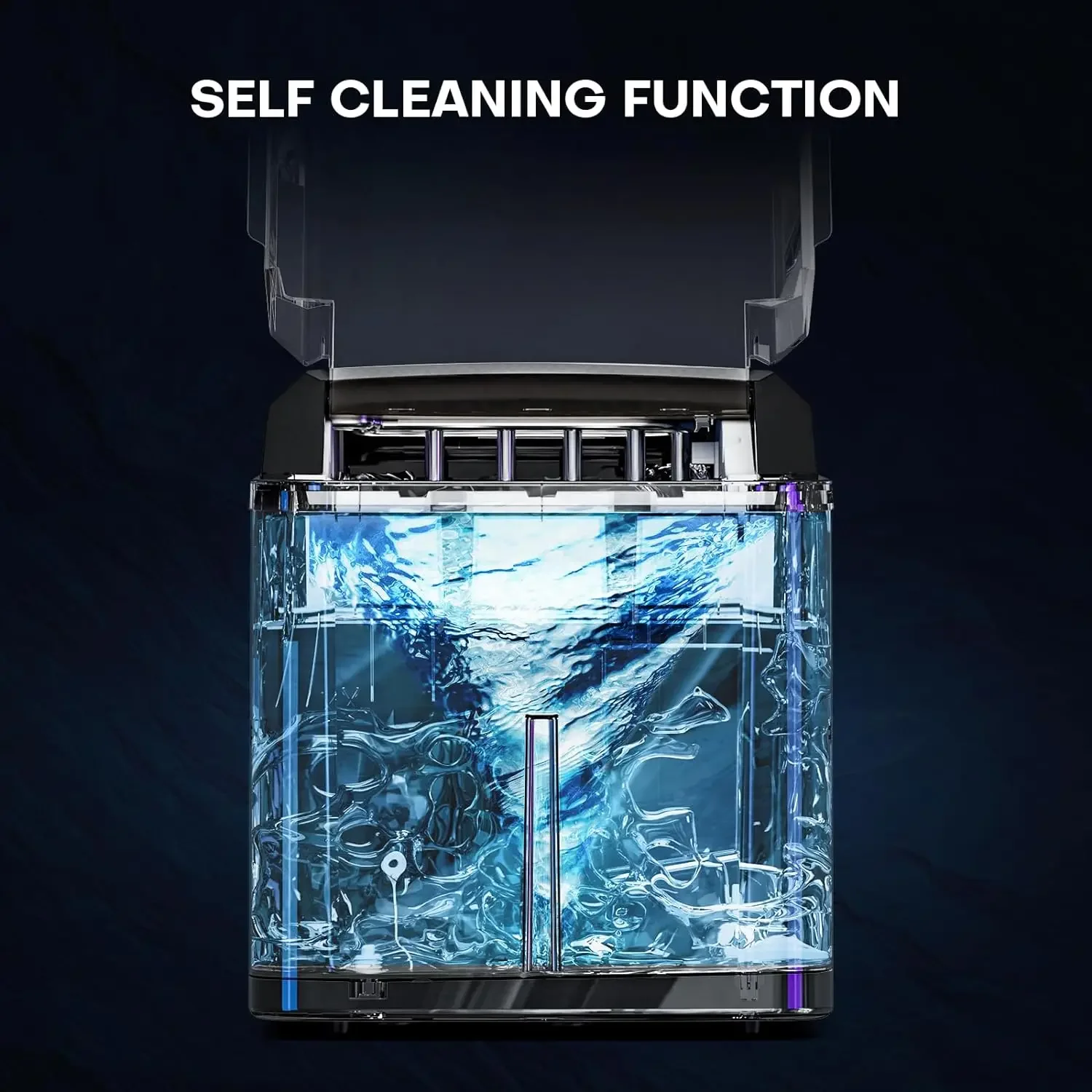 Compact Y90 Countertop Ice Maker with Fast Self-Cleaning Function, Efficient Ice Cube Making Machine Producing Max 26Lbs/Day, 9