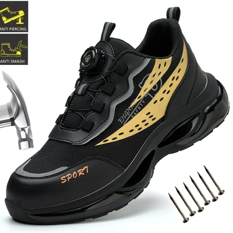 

Men Safety Boots With Steel Toe Cap Anti-smash Work Sneakers Safety Shoes Men Indestructible Work Hiking Warehouse Mining Sneake