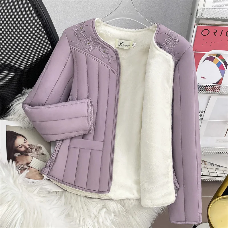 

Пуховое пальто, парки, женские новые осенне-зимние теплые куртки с хлопковой подкладкой для пожилых людей среднего возраста, короткая верхняя одежда с бархатной подкладкой