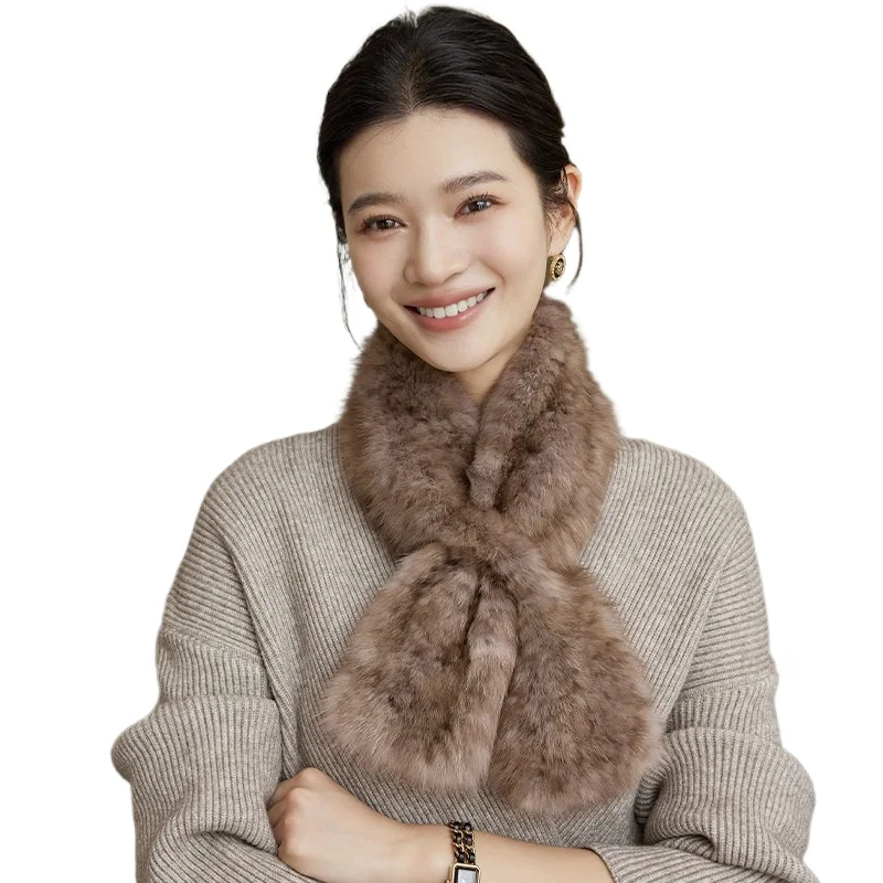 

Luxury sable fur scarf women winter mink hair warm fur scarf elegant fashion accessory