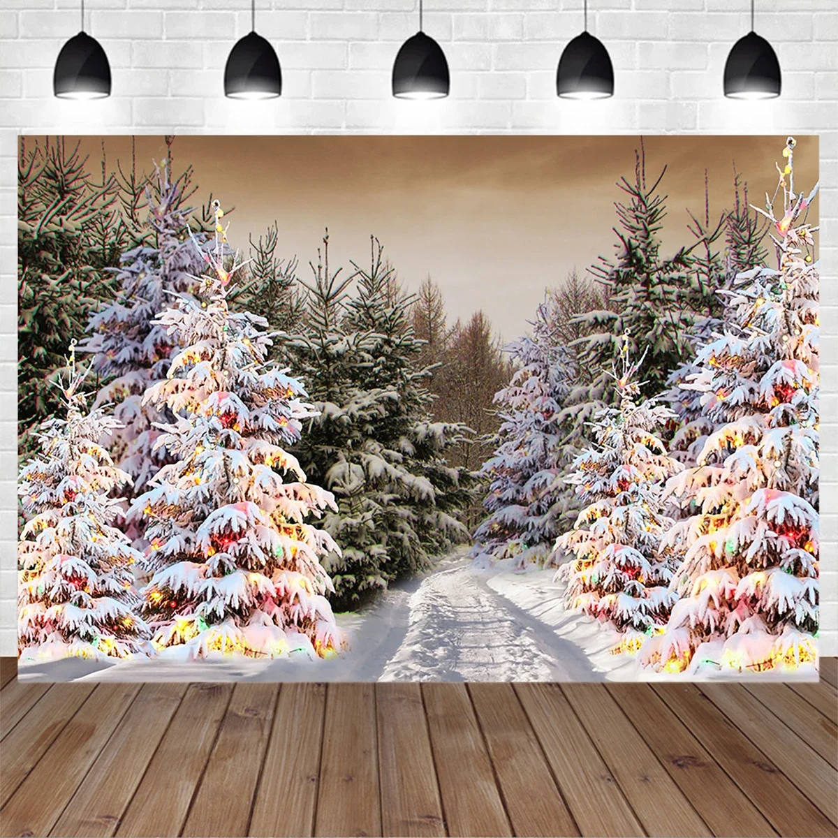 

Mocsicka Winter Snowflake Christmas Backdrop Decoration Sunshine Pine Forest Wonderland Photography Background Photo Studio Prop