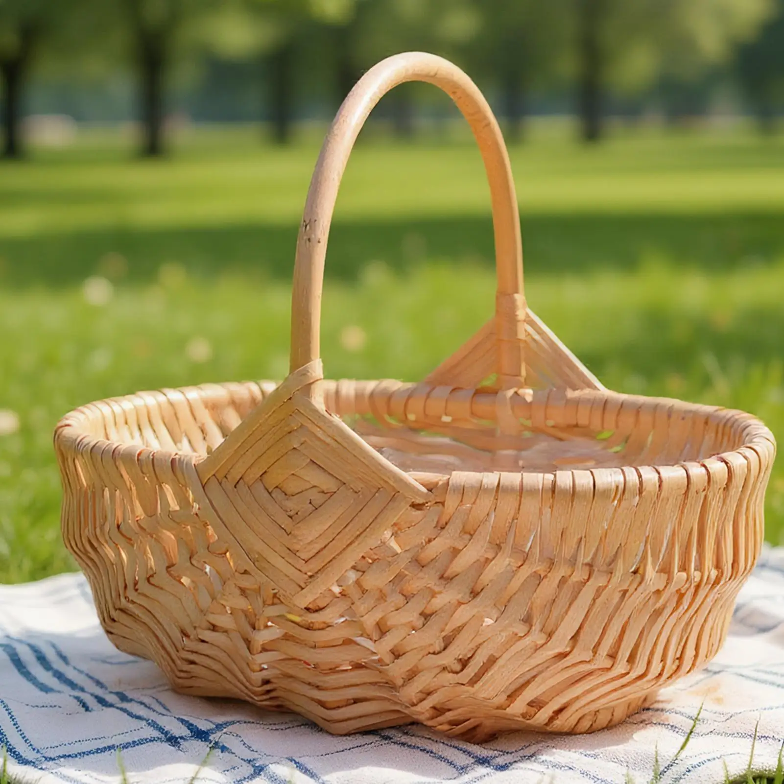 Woven Wicker Picnic Basket With Handle Empty Picnic Storage Basket Handmade Rattan Gift For Outdoor Activities Beach Camping