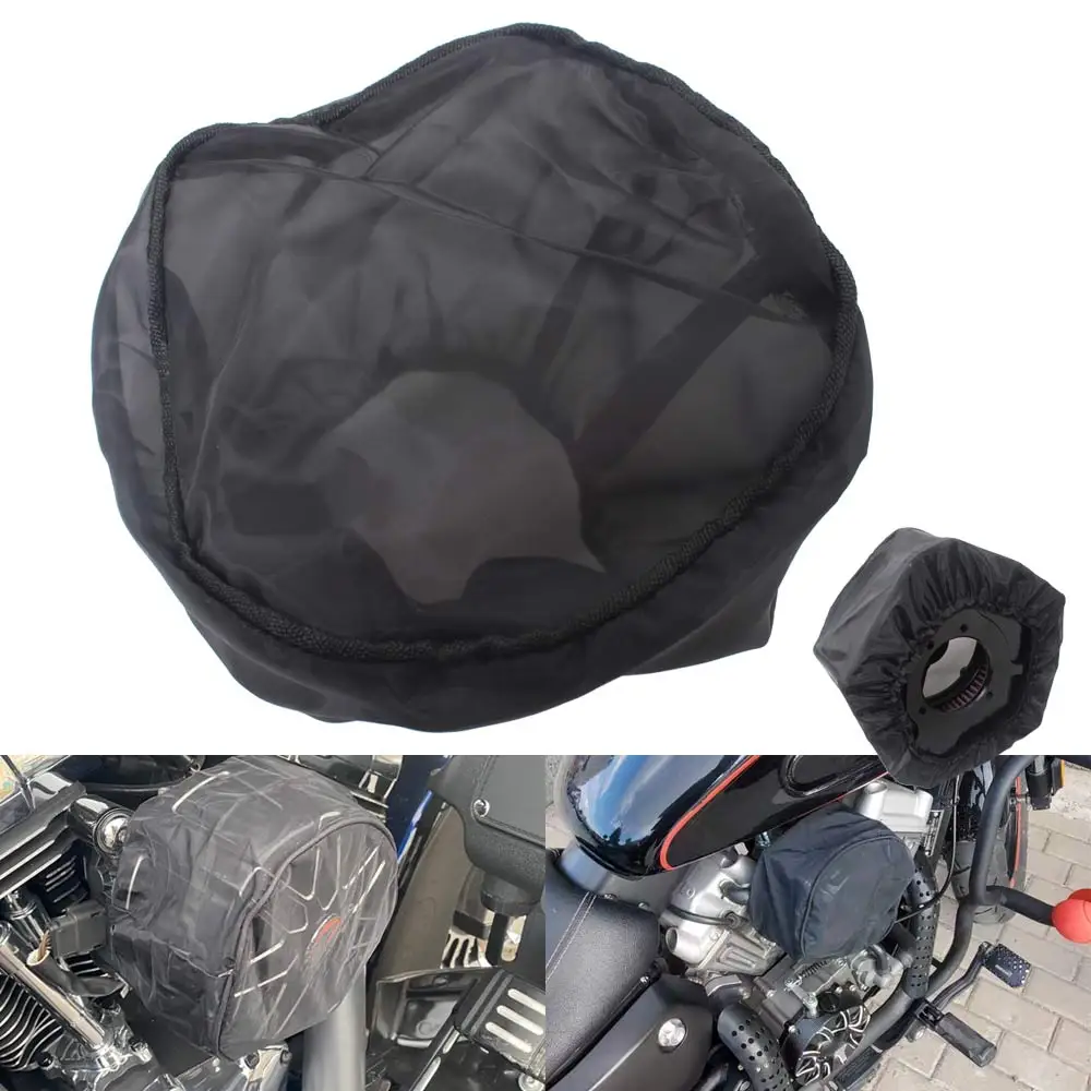 Motorcycle Air Filter Cleaner16 x11cm Waterproof Rain Sock Dust  Proof Rain Cover Black Parts Fit For Harley Venturi and Turbine