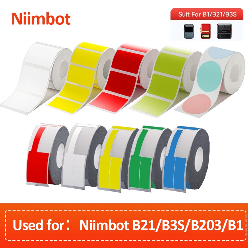 Niimbot B1/B21/B3S color Label Sticker Waterproof Oil Proof No Glue Residue Thermal Circular Label Paper For B1/B21/B3S Printer