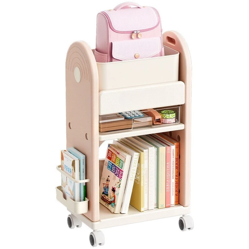 Multi-Tier Rolling School Bag Organizer Cart Mobile Book Storage Shelf