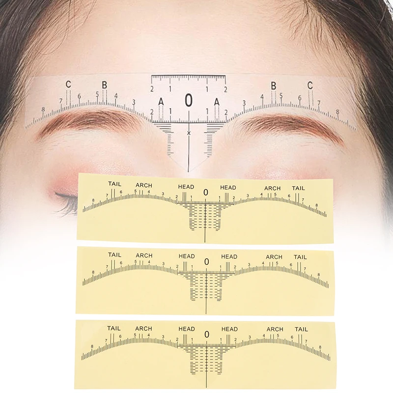 10Pcs Disposable Microblading Eyebrow Ruler Semi Permanent Tattoo Stencil Guide Measure Tool For Beginners Portable Makeup