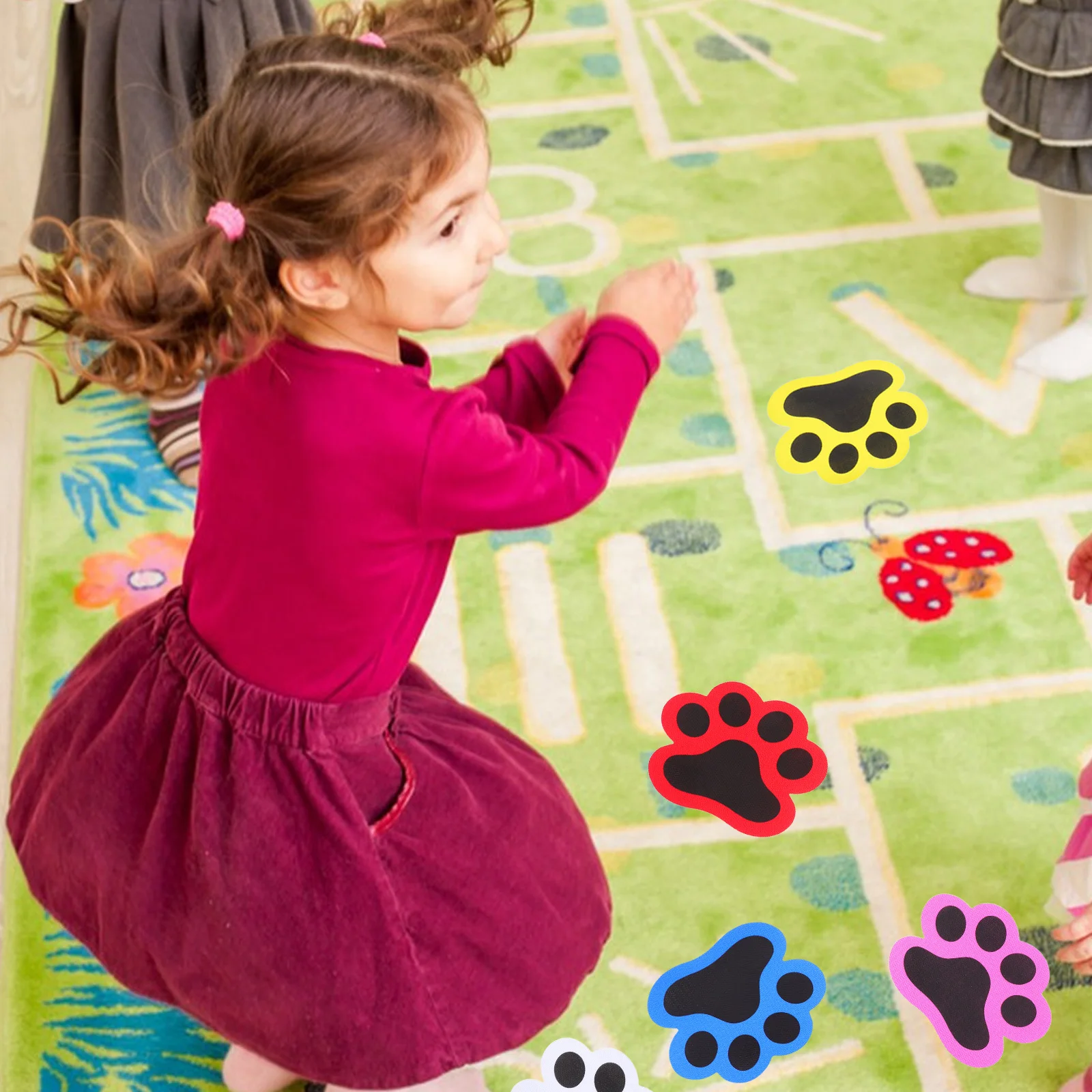 36 pezzi pennarelli per tappeti design zampa di gatto riutilizzabili tappeto per aula punti da pavimento multicolore forniture per insegnanti apprendimento della scuola materna