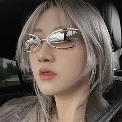2024 Y 2K Omwikkelen Zonnebril Vrouwen Luxe Merk Designer Punk Zonnebril Mannen Uv400 Bril Klinknagel Sport Brillen Brillen