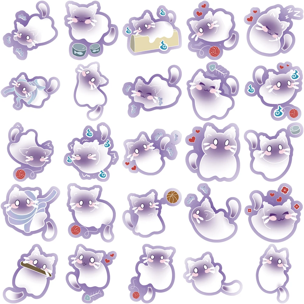 50PCS Creative Spirit Cat Cute Ins Style Stickers Decorative Phone Cases Notebook Water Cups DIY Stickers