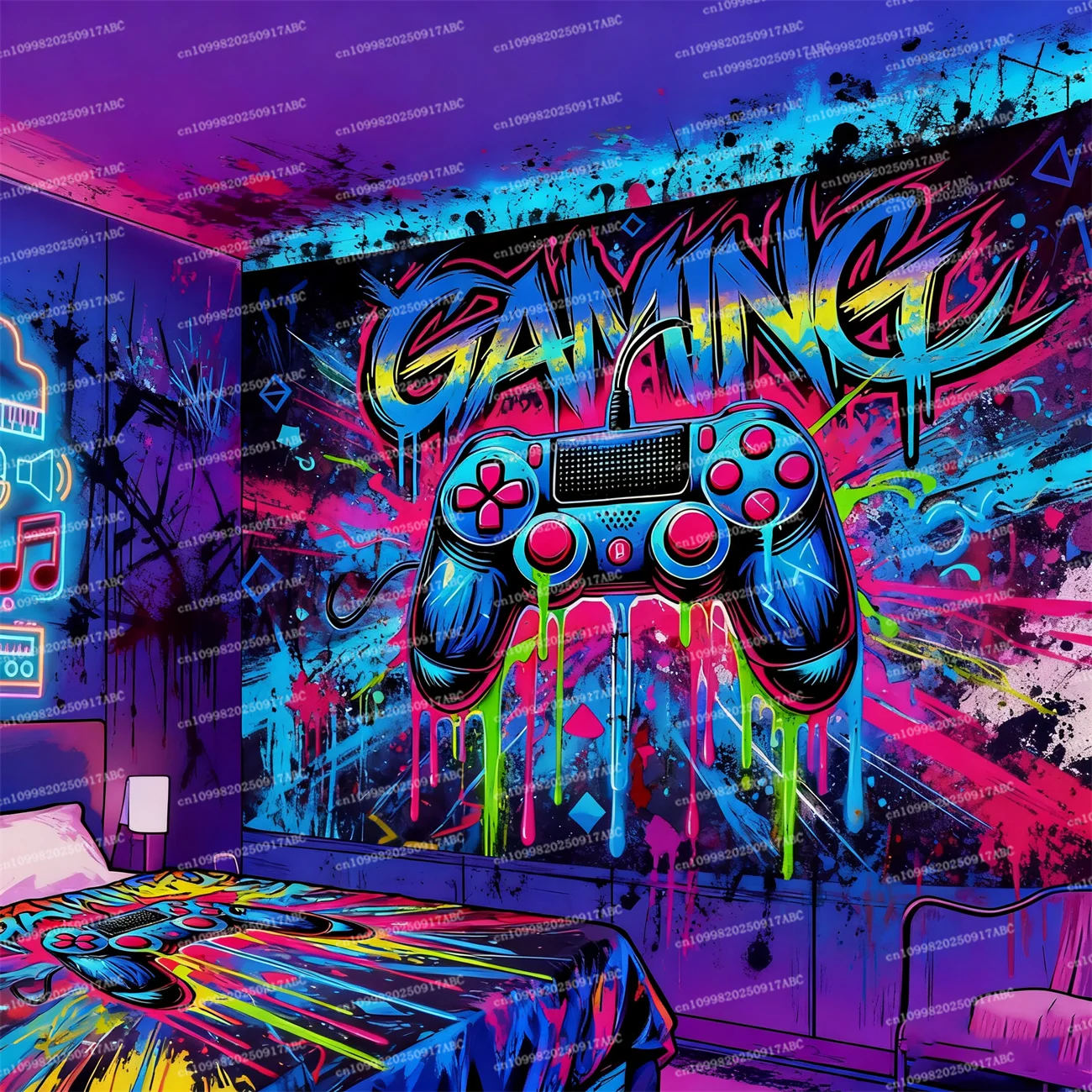 Spiel Tapisserie Gaming Neon Tapisserie Griff Dazzle Gaming Schlafzimmer Gaming Zimmer Dekoration Spiel Live Hintergrund Wand Hause Tapisserie