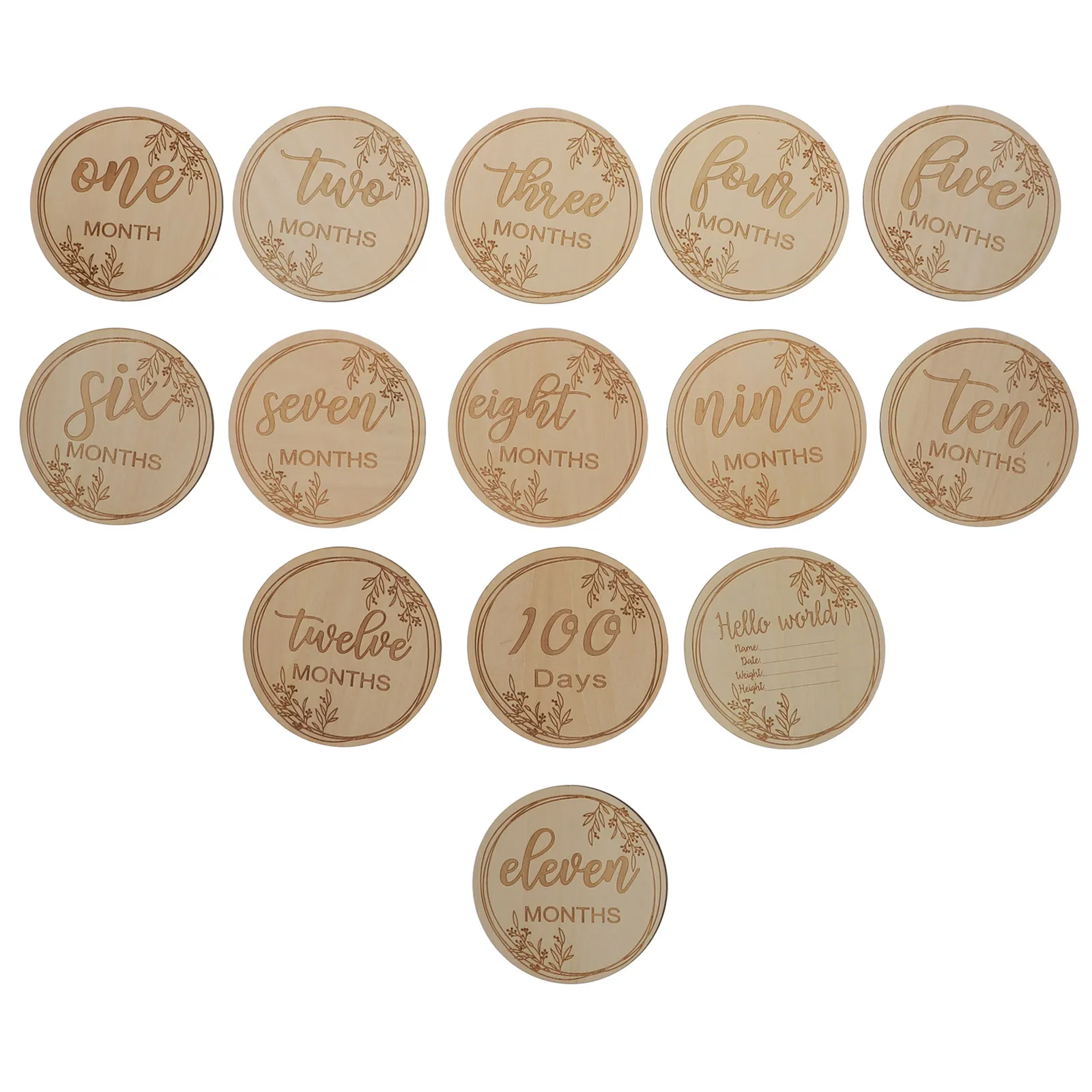 Baby Milestone Cards 12 Piece Wooden Monthly Growth Record Photo Props for Newborn Photography Baby Gift
