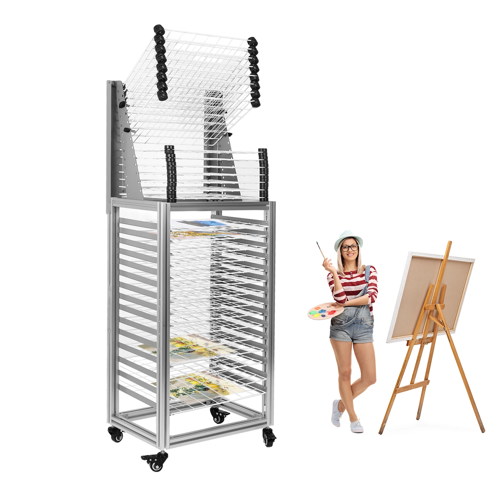 

30-Layer Multi-Function Storage Rack Floor-Standing Artwork Project Dry Holder Large Capacity for School Classroom Studio