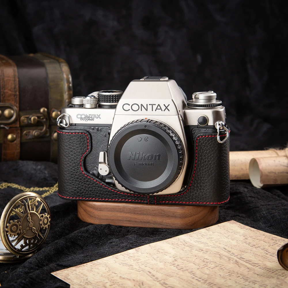 For Contax TIX S2 Case S2 Case Box Cover TIX Genuine Leather Half Case  S2 Retro Handmade Camera Bag Photography Accessories