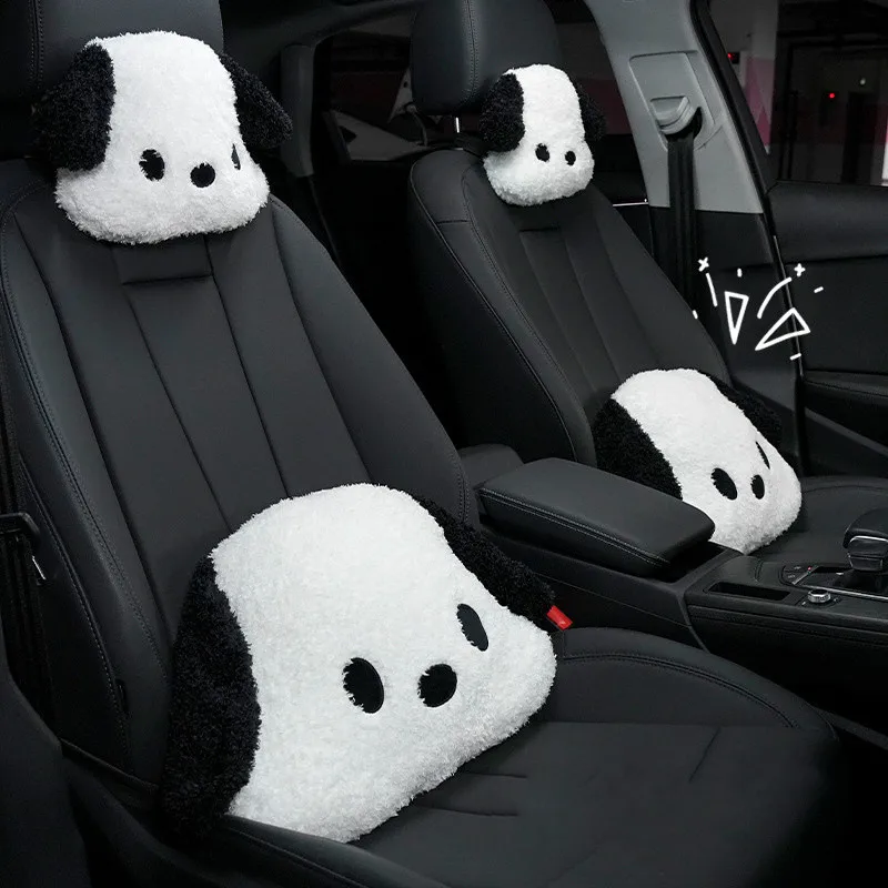 Reposacabezas de coche, almohada para el cuello, reposamuñecas, bonito respaldo de perro de peluche en el coche, cojín Protector de soporte Lumbar, accesorios de viaje para automóvil
