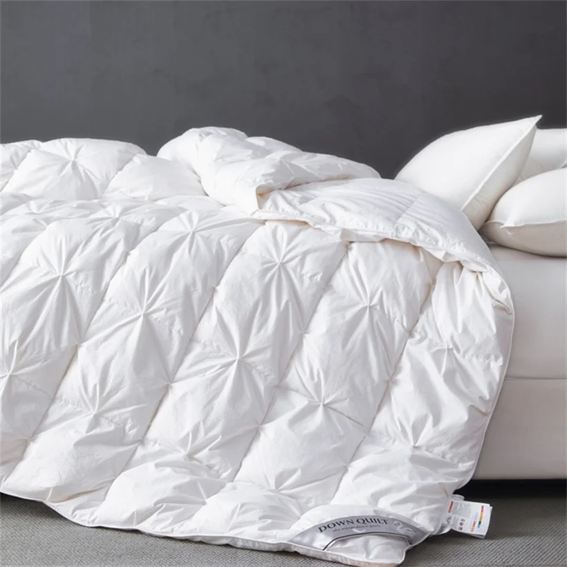 Hotel Grade 100% White Goose Down Duvet Insert Queen King Full Size Comforter with Cotton Shell Luxurious Quilt for All-Season