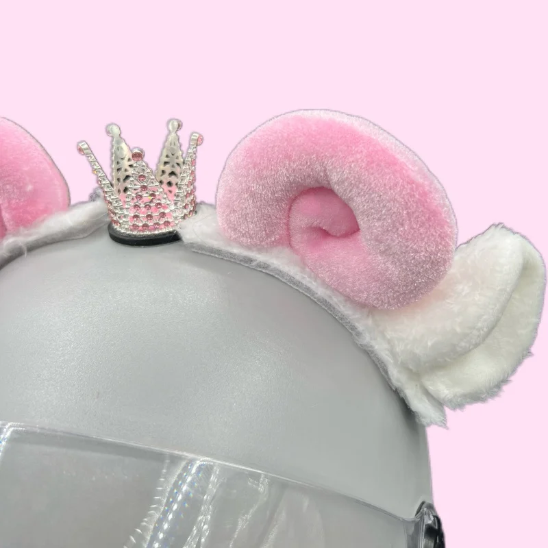 Motorcycle Helmet Decoration With Small Crown And Sheep Horns Elegant And Super Cute Lamb Fur Skiing Helmet Decoration