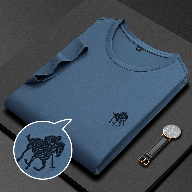 Summer New Exquisite Embroidered Short sleeved T-shirt for Men Luxury Brand Pure Cotton Comfortable Breathable Casual T-shirt