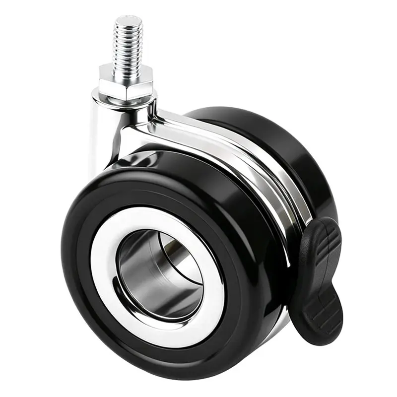 75STO-Caster Wheels 2.5Inch(60Mm), 4-Pack, Hollow Design With Brake, For Standard M8 Threaded Hole Trolley Robot Base Wheel Kit