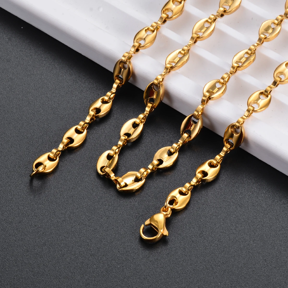1 sztuk ze stali nierdzewnej ziarna kawy Link Chain 5MM naszyjniki dla kobiet mężczyzn liny Link Chain naszyjniki moda Hip Hop biżuteria