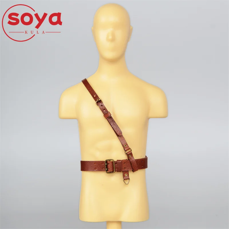 BRĄZOWY ARTYSTYCZNY PASEK NA RAMIĘ 1/6 SKALA, PAS BUDZIKOWY, KABURA NA PISTOLET, ETUI NA PISTOLET, AKCESORIA, MODEL PASUJĄCY DO FIGURKI AKCJI ŻOŁNIERZA 12 CALI