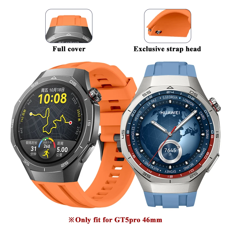 

Ремешок, совместимый с HUAWEI WATCH GT5 Pro 46 мм/Huawei Watch GT5 Pro 46 мм, без зазоров, мягкие силиконовые регулируемые спортивные ремешки