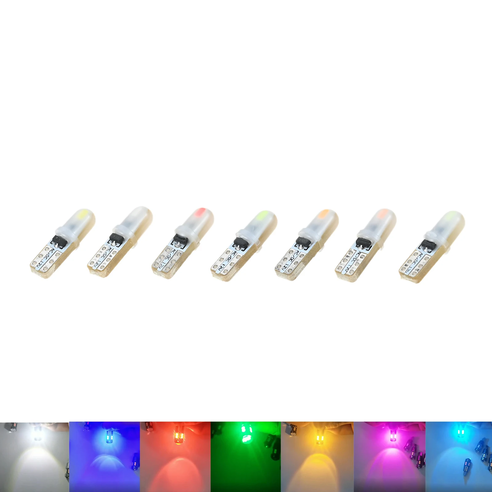 

10Pcs 12V Car LED Bulb T5-3014-2smd for Instrument Light Center Console Light Astigmatism Indicator Light Plug and Play 7 Colors
