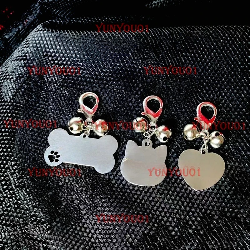 Puppy Tag Custom Engraved Nameplate Collar Pendant Female M Bell Puppy Pendant Gold Bone Cat Paw Identity Tag