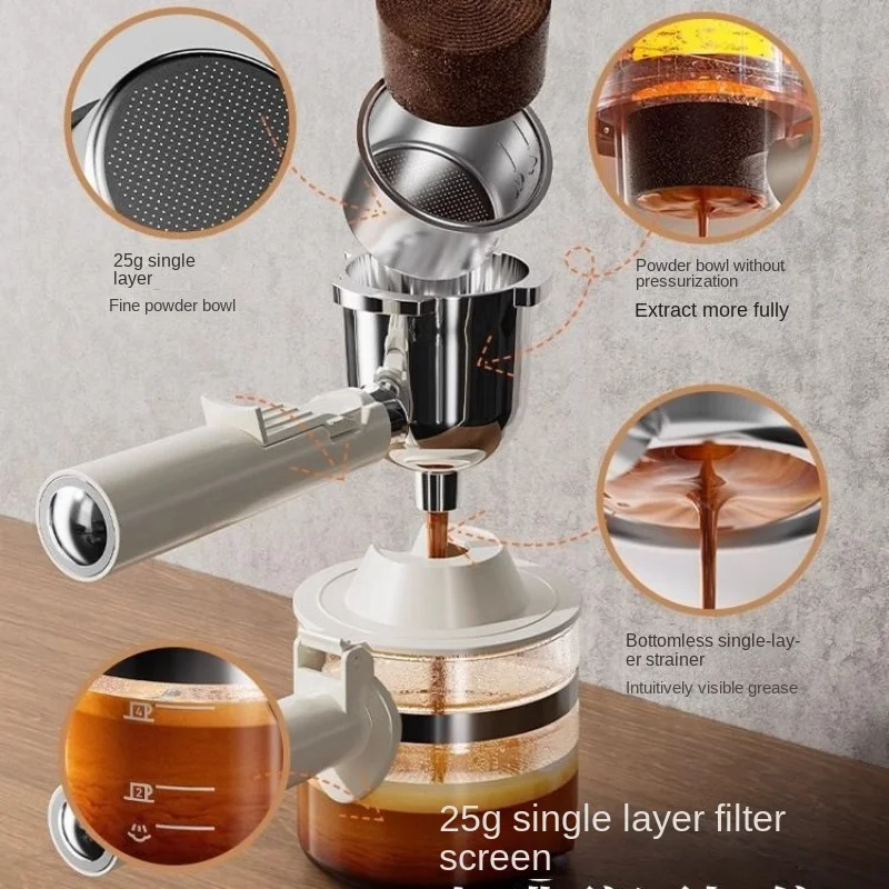 Stainless steel home small semi-automatic coffee machine electric manual programmable function brewing system