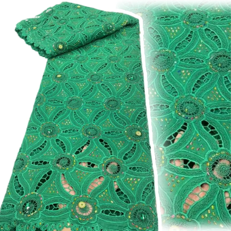 

African Chiffon Cord Laser Embroidered Lace Fabric High Quality Cotton Guipure Fabric for Autumn and Winter Party Gowns 1782